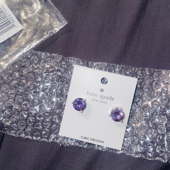 NWT Kate Spade Purple Cubic Zirconia Earrings - Picture 1 of 1
